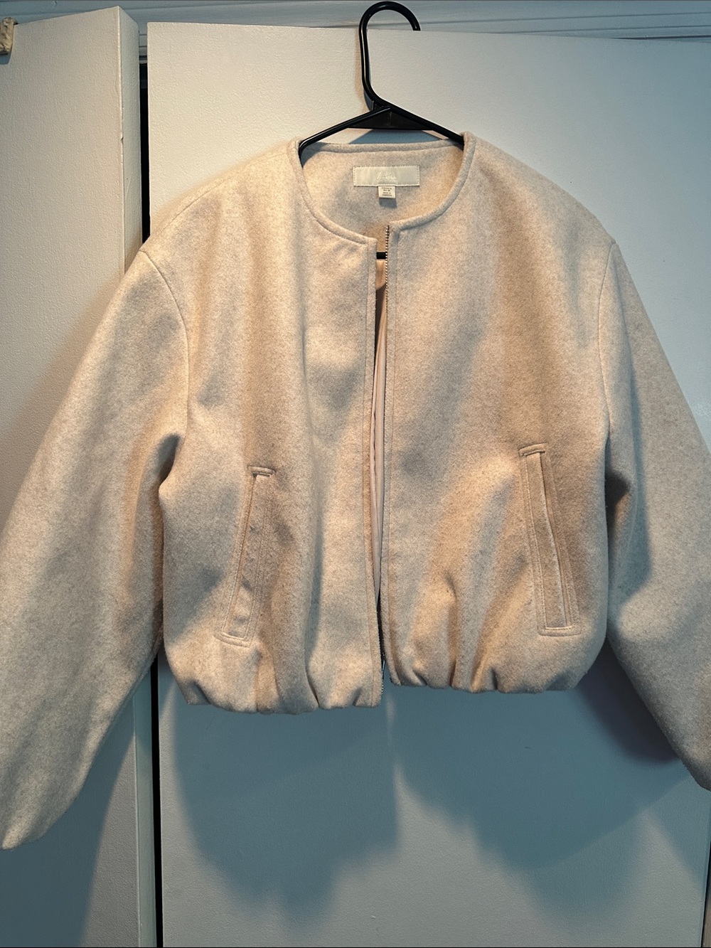 Zara Women's Cream Bomber Jacket